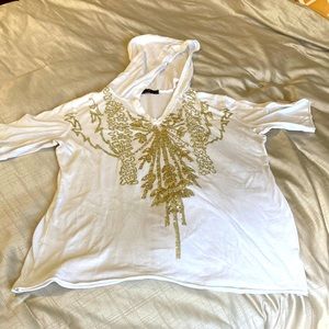 Seven7 T-shirt Hoodie with Gild details